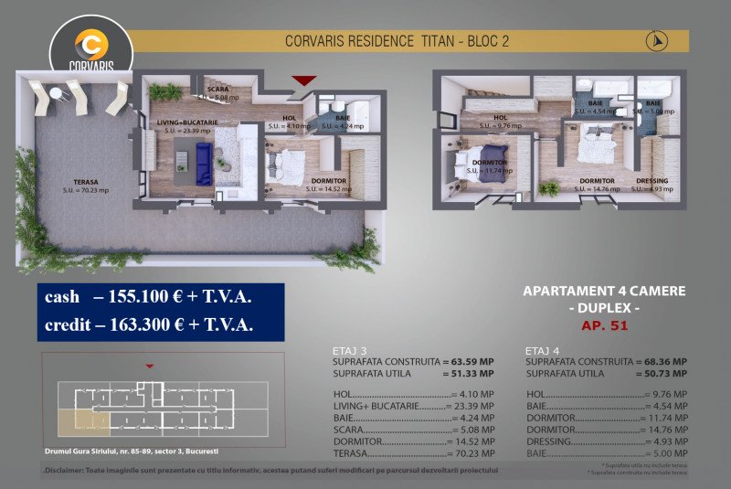 Parcul Teilor - CORVARIS RESIDENCE TITAN - Penthouse 4 camere - COMISION 0%!